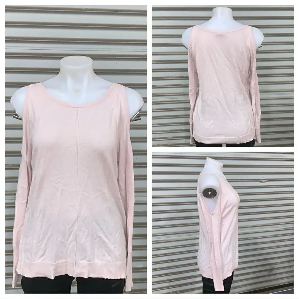 Vince Camuto cold shoulder pink sweater